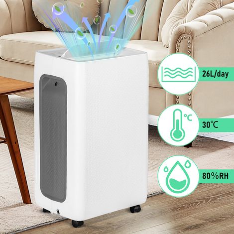 Randaco Déshumidificateur d'air, Minuterie 24h, Blanc pour Chambre, Cave,26L/Jour Portable (1/5)