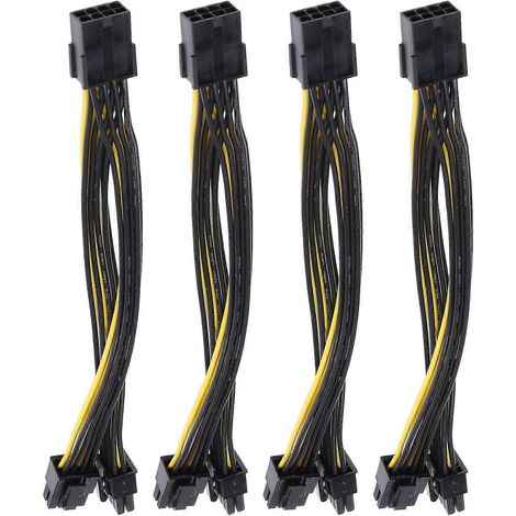 4 pièces 8 broches Pci Express vers double Pcie 6 + 2 broches câble d'alimentation Pci-e 18awg Pour alimentation Gpu Breakout B (1/5)