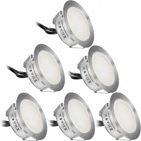 Spot encastrable extérieur sol Kit d'éclairage de pont à LED intégré 6 pièces, (version améliorée) Éclairage de pont à LED extérieur au sol étanche IP67, lumières LED basse tension, convient aux jardi (1/4)