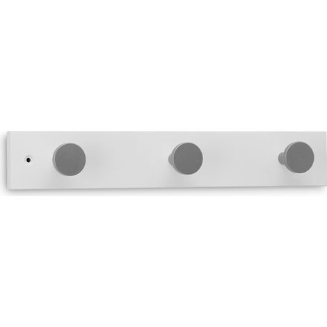 Colgador de madera - 3  pomos - Blanco