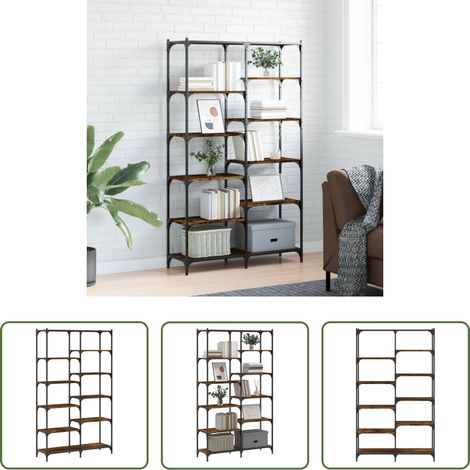 Rangement - Bibliothèque chêne fumé 100x32x170 cm bois d'ingénierie et fer (1/5)