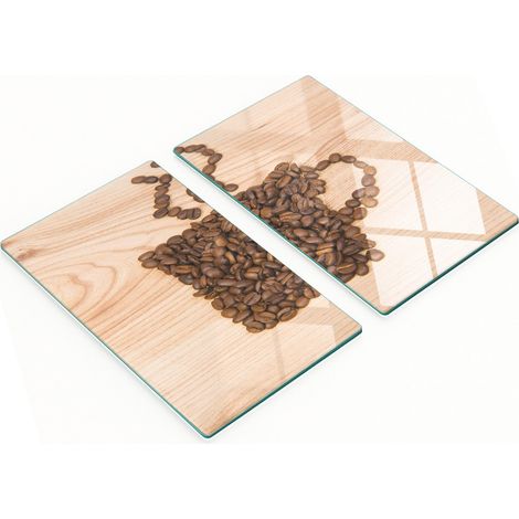 Tablas de vidrio duraderas y elegantes con dise帽o de granos de caf茅 para tazas, 2x30x52 cm.