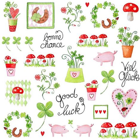 Braun & Company Servietten Motiv Lovely Luck 33 x 33 cm - 20er Pack Partydekoration