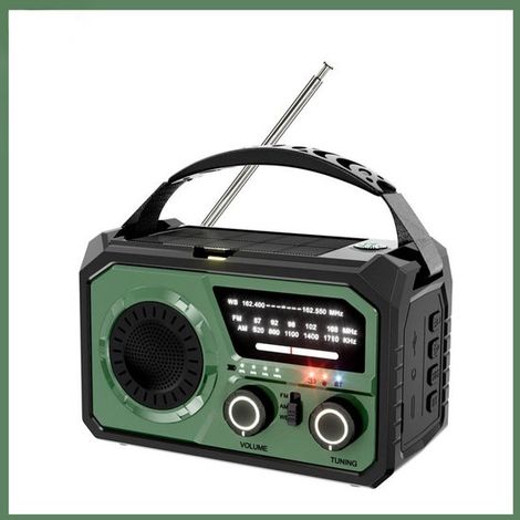 Radio - Radio d'urgence solaire à dynamo - Radio d'urgence - Radio à dynamo - Radio multifonctionnelle d'extérieur - Vert foncé - 16 000 mAh - ABS Vert foncé (1/5)