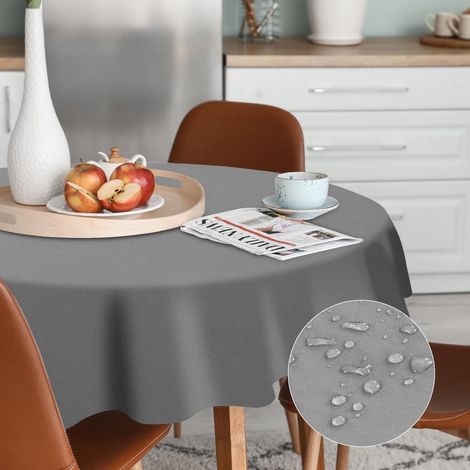 Nappe ronde 140cm gris foncé, lavable, imperméable, polyester