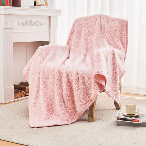 Kuscheldecke Sherpa Sofadecke Wendbar 152x203cm 150 x 200cm 08-rosa (1/5)