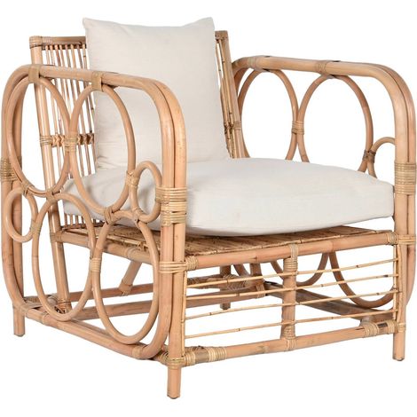 Fauteuil rotin blanc douceur et confort élégant - Beige blanc naturel (1/5)