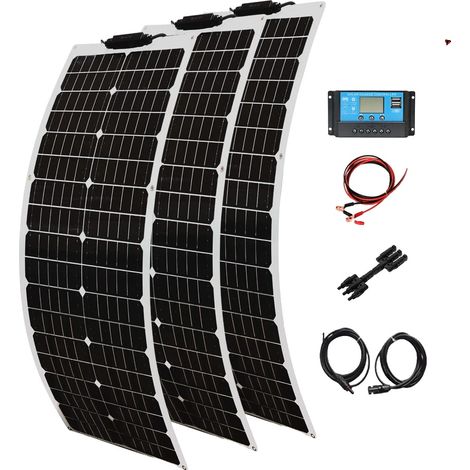 Panel solar, 2 paneles, compatibilidad versátil, kit solar de 150 W (1/2)