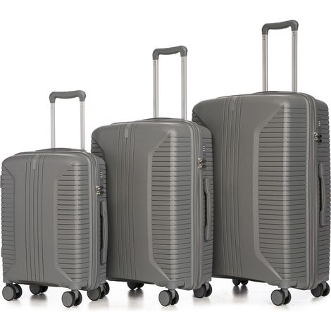 Ensemble boîtier PP spinner 3 pièces, pour maison et usage quotidien, poignées latérales serrure combinaison argent, format pratique