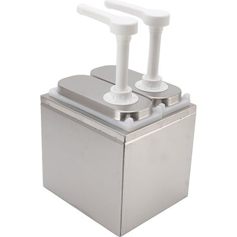 Distributeur de Sauce 1L en Plastique et Acier Inoxydable, Pompe Double pour Condiments - Élégant et Pratique pour Cuisine (1/5)
