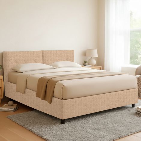 Letto Matrimoniale Bath, Sfoderabile, Contenitore Made in Italy, Beige (1/5)