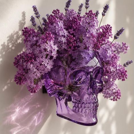 Vase mural gothique en forme de crâne, jardinière suspendue, décoration gothique pour la maison, ornement pour fleurs, violet (1/3)