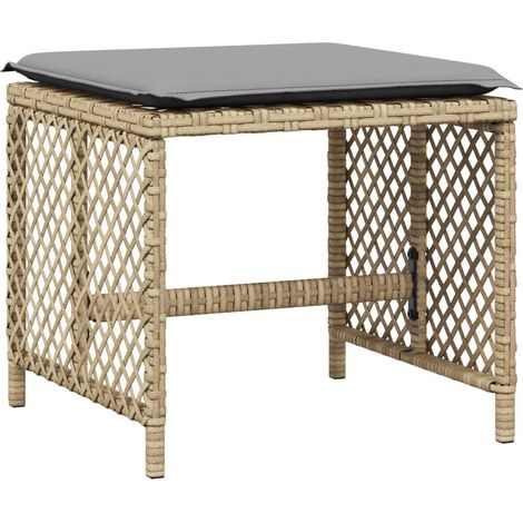 vidaXL Sgabelli Giardino Cuscini 4pz Beige Misto 41x41x36cm Polyrattan (1/5)