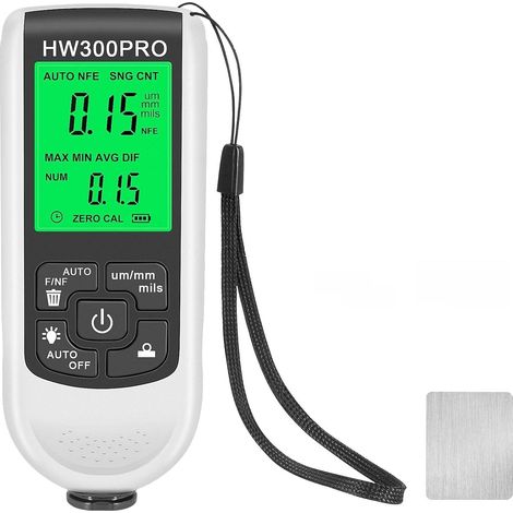 Car paint coating thickness gauge and metallic coating tester, Fe and NFe digital probe measuring tool 0-2000 UM, portable depth gauge (White) (1/5)
