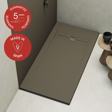 Receveur de douche Poalgi, extraplat, gris tundra, L.70 x l.120 cm, finition ardoise, série Gneis