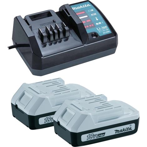 2 X Makita BL1815G 18v G-Series 1.3ah Lithium Ion Battery + DC18WA Charger (1/2)