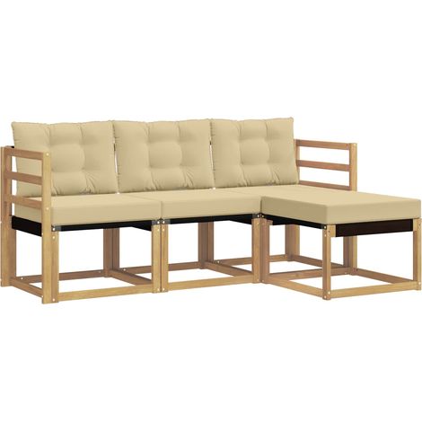 Set di divani da esterno con cuscino 4 pz  Salotto da Giardino Bianco e Beige (1/5)