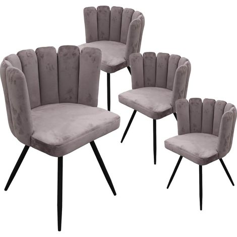 CHARLOTTE - Lot de 4 Chaises Velours Gris (1/5)
