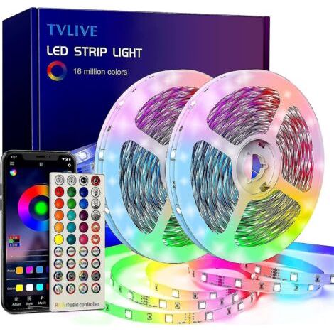 Bande lumineuse LED, 10 m RGB, multicolore, télécommande 24 touches