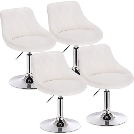 Lot de 4 tabourets de bar en similicuir WOLTU, tabourets de rotatif pieds en métal, hauteur réglable, Blanc (1/4)
