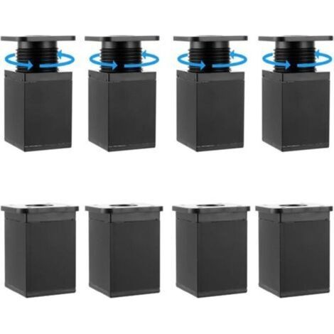Set mit 8 verstellbaren Schrankfüßen, schwarz, 40 x 40 x 60 mm, 0 bis 20 mm, quadratisch, für Möbel, Sofas, Couchtische, Schränke, TV-Möbel, Kleiderschränke (1/5)