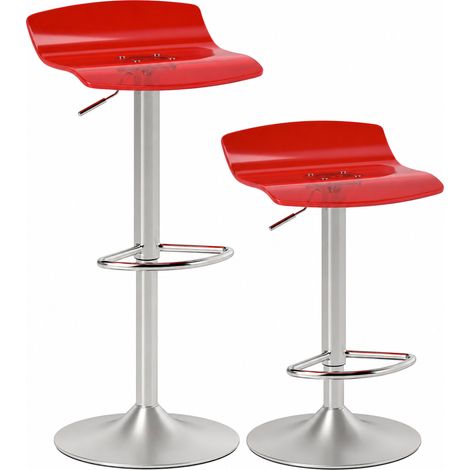 Tabourets de bar - HOMCOM - lot de 2 design contemporain assise acrylique pivotant 360° - métal - rouge (1/5)