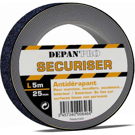 Antidérapant adhésif - Largeur : 25 mm - Décor : Noir - Longueur : 5000 mm - ELLEN