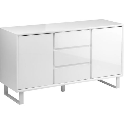 Premier Housewares Sideboards For Living Room Gloss Finish Living Room Furniture / White Finish Sideboard Storage Cabinet  80 x 145 x 45 (1/4)