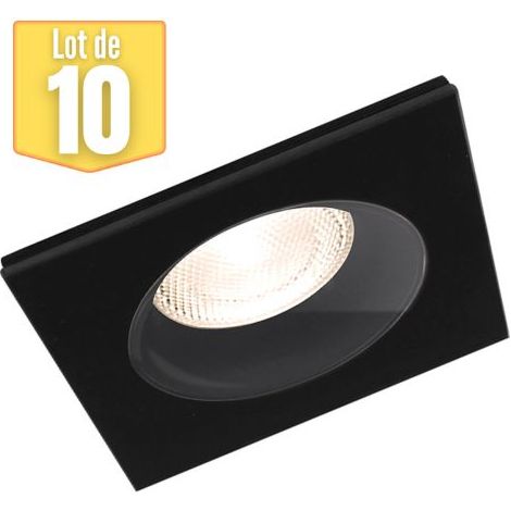 Lot de 10 supports de spots encastrables carré noir IP54 (1/4)