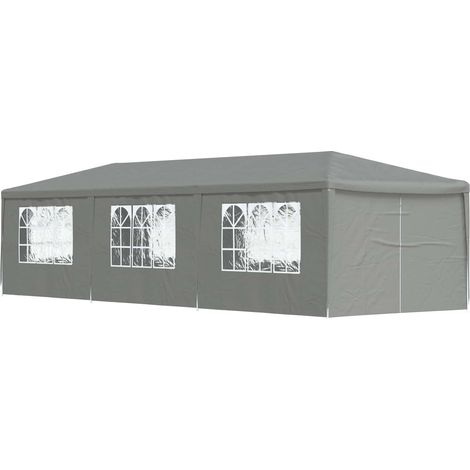 vidaXL Tenda Party 900 x 300 x 255 cm Grigio Chiaro PE e Acciaio