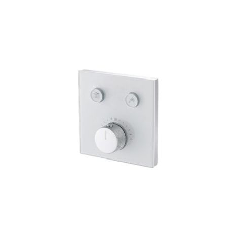 Mitigeur thermostatique encastré à bouton-poussoir -2 voies blanc/verre