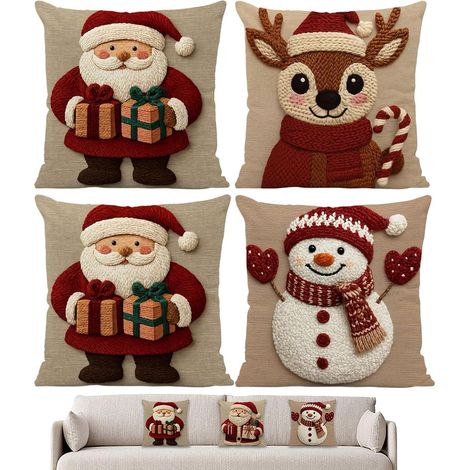 Taies D'Oreiller Noël Décorations Fête En Lin Saint Nicolas Et Bonhomme De  Housses Décoratives De Noël 45 X 45 Cm Pour Canapé, Lit, Sofa, Chaise, Chambre, Salon, Bureau, Ferme, Vacances Hi (1/5)