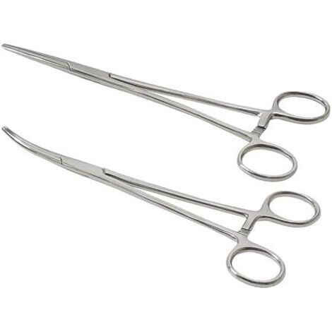 Kit de 2 Pinces à Piercing, Pince Clamper Autoverrouillante, Pêche avec Mâchoire Puissante Dents, Multifonction pour Bricolage Soins Animaliers (12.5cm) Argentée - (1/5)