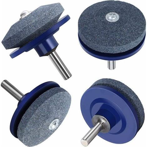 Affûteur de lame tondeuse 4 pièces pour perceuse, outil jardin bleu (1/5)