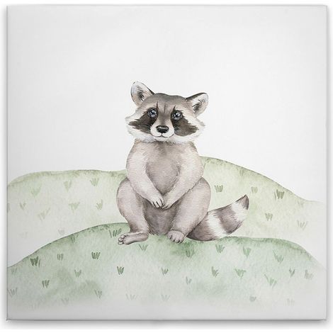 Leinwandbild Waldtiere M1-No.50614 - Kunstdruck auf Leinwand in Grau Grün - Wandbild 30 x 30 cm