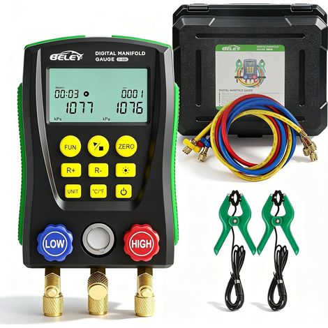 R32 R410a Digital Air Conditioning Pressure Gauge with 93 Refrigerants (1/5)