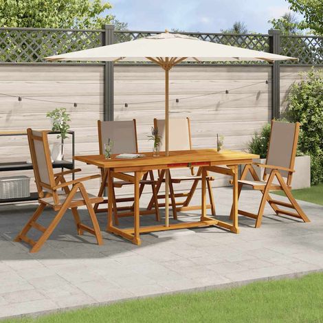 Juego comedor de jardín 5 pzas madera maciza acacia y textileno