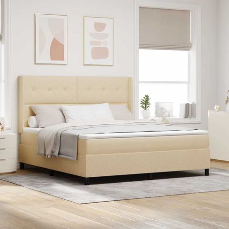 LED Boxspringbett mit Matratze Creme 180 x 200 cm Stoff (1/5)