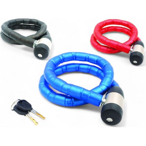 Catena con serratura antifurto per moto e biciclette 2,3 cm snodabile in acciaio gommato (1/4)