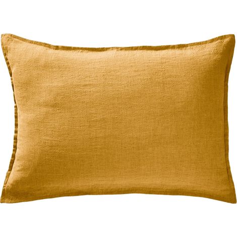 MARGAUX - Taie d'Oreiller 50x70cm Lin Lavé Coloris Miel (1/2)
