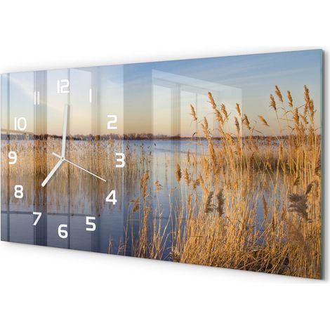 Horloge Murale Facile à Suspendre 60x30 cm Décoration Murale Élégante Roseau d'eau (1/5)