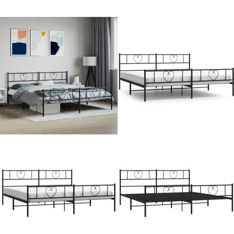 Metallbett ohne Matratze mit Fußteil Schwarz 180x200 cm - Metallbettgestell - Metallbett mit Fußteil (1/5)