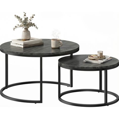 Tables basses empilables métal noir set de 2 modernes salon chambre bureau