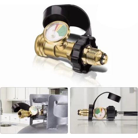 Adaptateur de remplissage de réservoir d'essence fileté POL vers QCC avec manomètre et connecteur de soupape de réduction de pression d'air (1/5)