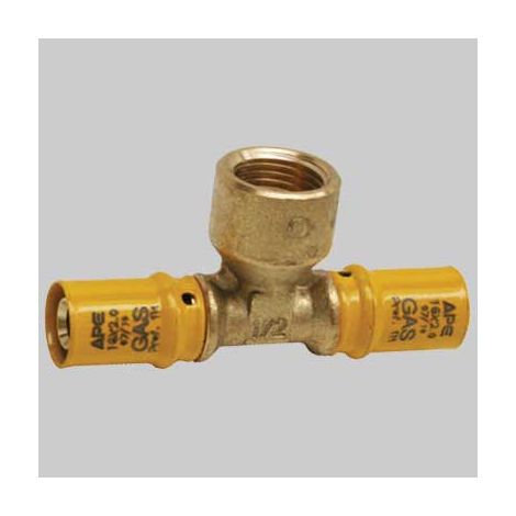 RACCORDO A PRESSARE A TEE FEMMINA PER GAS  16 x 1/2 x 16     APE RACCORDERIE