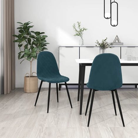 Lot de 2 Chaises à manger,Chaises de salle à manger Bleu Velours HH97648 (1/5)