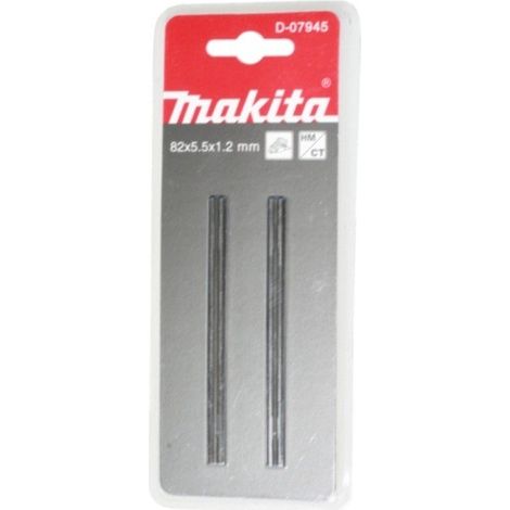 Makita – Fer de rabot 82 mm – Plaquettes réversibles en carbure de tungstène – Finition lisse pour bois dur – Lot de 2 pièces