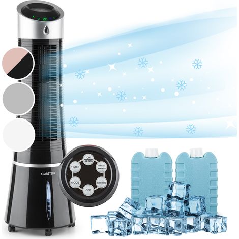 Klarstein Skyscraper Ice - Ventilatore e raffrescatore evaporativo 4 in 1, 180 m³/h, oscillazione, portatile, telecomando