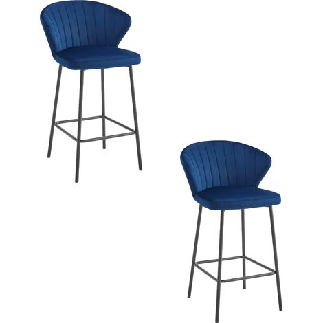 Sgabello Gatta - velluto blu navy / gambe nere x 2 (1/5)