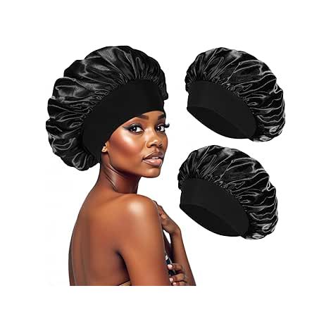 Bonnet Satin Cheveux Nuit, Bonnet Soie Cheveux Nuit Élastique pour Le Soin des Cheveux (1/5)